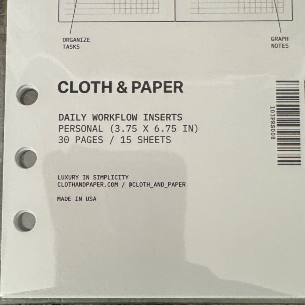 🏷️ NWT Cloth & Paper Daily Work Flow Insert | Personal size - Picture 4 of 4